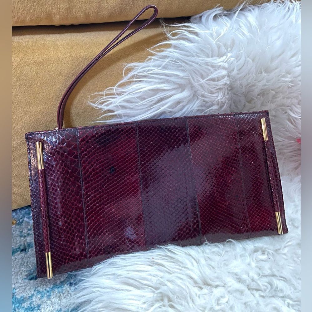 Vintage 70’s Lisette Snakeskin Wristlet/Clutch with Gold Tone Accents